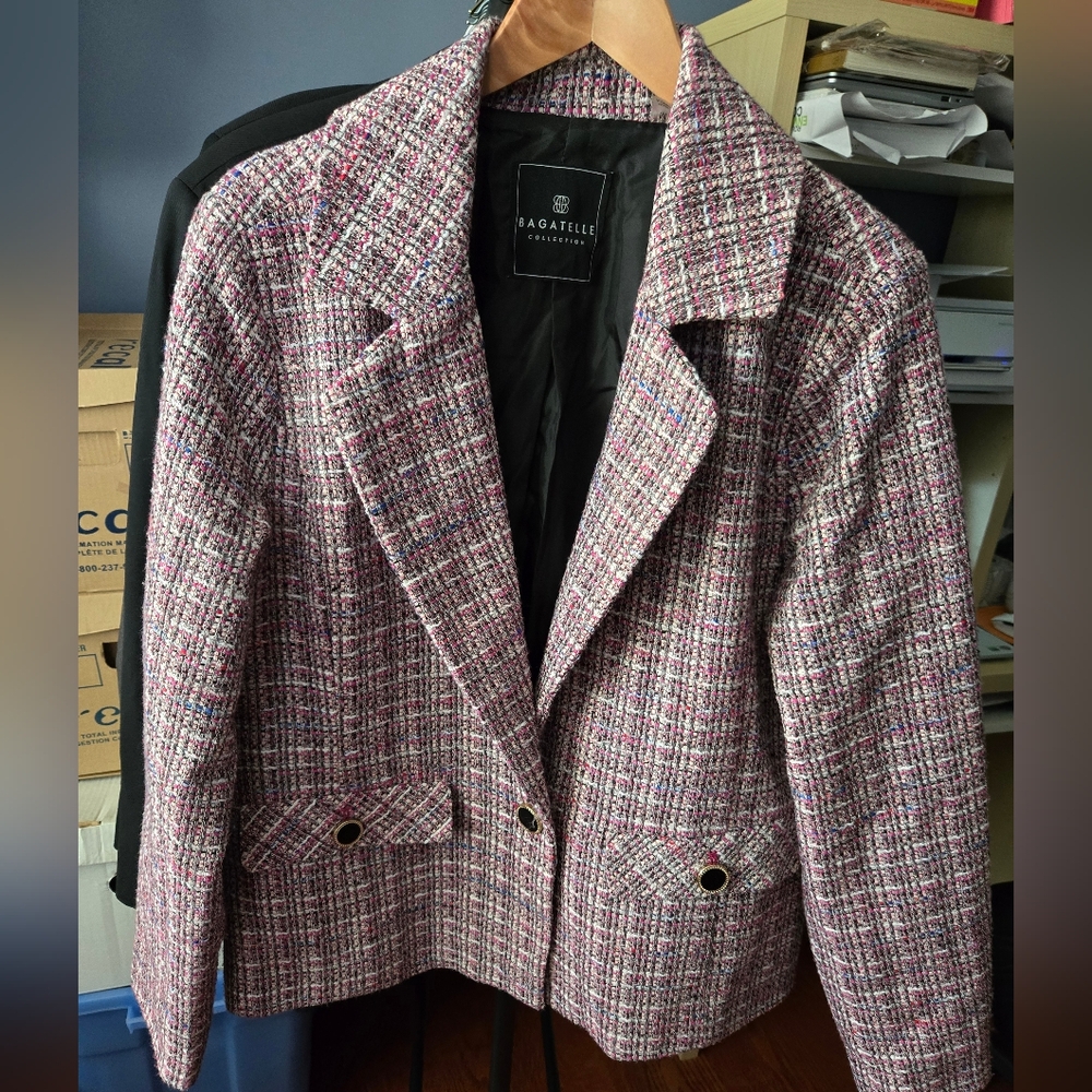 Bagatelle Pink Tweed Textured Blazer Ladies Size M
